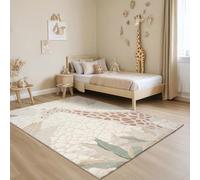 the carpet Jungle Kids Tappeto per camera dei bambini, tappeto per bambini, effetto 3D, facile da pulire, resistente, giraffa, 140 x 200 cm