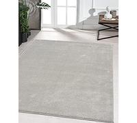 the carpet Marley - Tappeto da soggiorno dal design elegante, a pelo corto, morbido, facile da pulire, tinta unita, 80 x 150 cm, colore argento