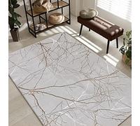 the carpet Mila - Tappeto moderno, a pelo corto, per soggiorno o camera da letto, in fibra lucida, effetto bassorilievo, motivo fulmine, grigio, 140 x 200 cm