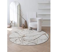 the carpet Mila - Tappeto moderno, a pelo corto, per soggiorno o camera da letto, in fibra lucida, effetto bassorilievo, motivo fulmine, grigio, 200 x 200 cm Rotondo