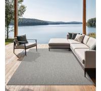 the carpet Mistra - robusto tappeto per esterni, resistente alle intemperie e ai raggi UV, adatto a balcone, terrazza, giardino d'inverno o cucina e sala da pranzo, grigio, 80x150 cm
