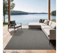the carpet Mistra - robusto tappeto per esterni, resistente alle intemperie e ai raggi UV, adatto a balcone, terrazza, giardino d'inverno o cucina e sala da pranzo, antracite, 140x200 cm