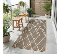 the carpet Mistra - robusto tappeto per esterni, resistente alle intemperie e ai raggi UV, adatto a balcone, terrazza, giardino d'inverno o cucina e sala da pranzo, marrone nero, 80 x 150 cm