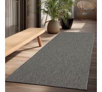 the carpet Mistra - robusto tappeto per esterni, resistente alle intemperie e ai raggi UV, adatto a balcone, terrazza, giardino d'inverno o cucina e sala da pranzo, antracite, 80x200 cm