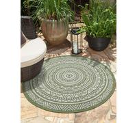 the carpet Mistra - Tappeto robusto, moderno, durevole e facile da pulire, interno ed esterno, soggiorno, ideale per cucina, corridoio e veranda, tessuto piatto, verde, 120 x 120 cm, rotondo