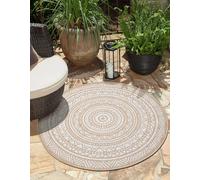 the carpet Mistra - tappeto robusto, moderno, durevole e facile da pulire, per interni ed esterni, soggiorno, ideale per cucina, corridoio e veranda, tessuto piatto, Naturale, 120 cm rotondo