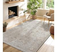 the carpet Nuvra - Tappeto morbido e soffice, facile da pulire, dal design moderno, certificato Oeko-Tex Standard 100, ideale per soggiorno o camera da letto, bordura, Beige, 160 x 230 cm
