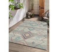 the carpet Palma - robusto tappeto per esterni ed interni, resistente alle intemperie e ai raggi UV, per balcone, terrazza, giardino d'inverno o cucina, a rombi, crema, 80 x 150 cm