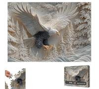 The Carved Eagle Jigsaw Puzzle 1000 pezzi, Majestic Bald Eagle in Flight Wildlife Puzzle Game, Challenging Mid-Flight Design for Family Fun & Wall Decoration