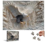 The Carved Eagle Jigsaw Puzzle 1000 pezzi, Majestic Bald Eagle Puzzle Game for Adults, Challenging Wildlife Art Puzzle, Nature Theme Family Activity & Home Décor Gift