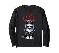 The Cat Horror Gatto Halloween Inquietante Divertente Maglia a Manica