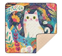The Cat in The Garden, grande ed elegante tappetino da gioco per bambini per interni ed esterni, leggero, pieghevole, per la pancia, per neonati, neonati, bambini, 127 x 127 cm