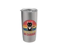 The Cat Is In Charge Bicchiere termico in acciaio inox doppia parete