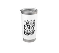 The Cat Is In Charge Bicchiere termico in acciaio inox doppia parete