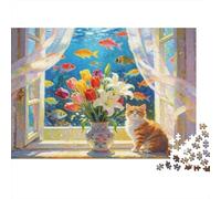 The Cat on The Windowsill Puzzle Giochi 1000 Pezzi Regalo Per Amore E Amico Arte Interesting Puzzle Adulti Idea Regalo Per 38x26cm/1000pcs