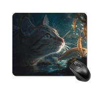 The Cat That Eats Fish Tappetino per Mouse Confortevole Mousepad Bordo Cucito Tappetini Mouse per Gioco Casa Computer 25X30Cm