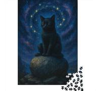 The Cat Under The Starry Sky 1000 Pezzi Puzzle Night View Raffinati Giochi Di Abilità Tema Interno Apprendimento Ludico Adatto Ai 12+ Anni Invenzioni Creative 1000pcs (75x50cm)