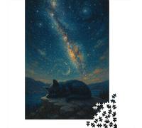 The Cat Under The Starry Sky 1000 Pezzi Puzzle Night View Sofisticati Giocattoli Interattivi Stile Domestico Attività Formative Per Adulti E Famiglie Regali Ornamentali 1000pcs (75x50cm)