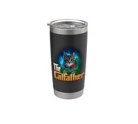 The Catfather Funny Kitten Cat Lover Funny Dad Fathers Day Bicchiere termico in acciaio inox doppia parete