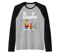The Catmother Maine Coon Cat Mom Christmas Funny Kitty Xmas Maglia con Maniche Raglan