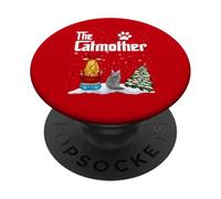 The Catmother Maine Coon Cat Mom Christmas Funny Kitty Xmas PopSockets PopGrip Adesivo