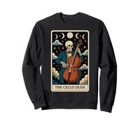 The Cello Dude Violoncellista Scheletro Tarocco Carta Witchy Moon Felpa