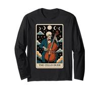 The Cello Dude Violoncellista Scheletro Tarocco Carta Witchy Moon Maglia a Manica