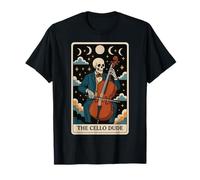 The Cello Dude Violoncellista Scheletro Tarocco Carta Witchy Moon Maglietta