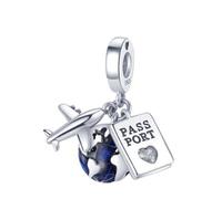 The Charmery Charm a forma di aeroplano, in argento 925, compatibile con braccialetti Pandora, Trollbeads, Chamilia, Biagi e molti altri braccialetti con charm del Regno Unito.