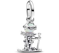 The Charmery Charm a forma di sciatore invernale, in argento 925, compatibile con braccialetti Pandora, Trollbeads, Chamilia, Biagi e molti altri braccialetti con charm del Regno Unito.