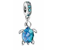The Charmery Charm a forma di tartaruga blu, in argento 925, compatibile con ciondoli Pandora, Trollbeads, Chamilia, Biagi e molti altri braccialetti con ciondoli del Regno Unito.