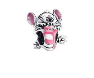 The Charmery Charm a forma di torta di compleanno a forma di Lilo e Stitch, in argento 925, compatibile con ciondoli Pandora, Trollbeads, Chamilia, Biagi e molti altri braccialetti con ciondoli del