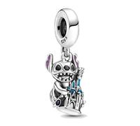 The Charmery Charm in argento 925 a forma di alieno sulla cima del castello, compatibile con braccialetti Pandora, Trollbeads, Chamilia, Biagi e molti altri braccialetti con ciondoli del Regno Unito.,