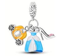 The Charmery Charm in argento 925 con ciondolo a forma di carrozza di zucca e pantofola in vetro, compatibile con braccialetti Pandora, Trollbeads, Chamilia, Biagi e molti altri braccialetti con