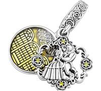 The Charmery Charm in argento Sterling 925 con ciondolo a forma di La Bella e la Bestia, compatibile con i ciondoli Pandora e molti altri braccialetti con ciondoli britannici, in metallo, Metallo