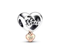 The Charmery Charm in argento Sterling 925 con scritta "Love You Sister", compatibile con ciondoli Pandora e molti altri braccialetti con ciondoli del Regno Unito, in metallo