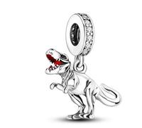 The Charmery Ciondolo a forma di dinosauro T Rex, in argento 925, compatibile con ciondoli Pandora, Trollbeads, Chamilia, Biagi e molti altri braccialetti con charm del Regno Unito.