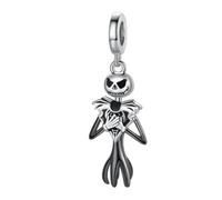 The Charmery Ciondolo a forma di Jack Skellington con scritta "Nightmare Before Christmas", in argento Sterling 925, compatibile con ciondoli Pandora e molti altri braccialetti con charm del Regno