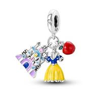 The Charmery Ciondolo a forma di principessa, castello e mela, in argento 925, compatibile con braccialetti Pandora, Trollbeads, Chamilia, Biagi e molti altri braccialetti con ciondoli del Regno Unito