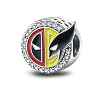 The Charmery Ciondolo in argento 925 con cerchio Dead Pool e Wolverine, compatibile con bracciali Pandora, Trollbeads, Chamilia, Biagi e molti altri braccialetti