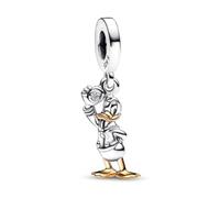 The Charmery Disney - Ciondolo a forma di anatra per il 100° anniversario, in argento Sterling 925, compatibile con ciondoli Pandora e molti altri braccialetti con ciondoli del Regno Unito, in