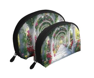 The Charming Garden is Real and Vivid - Beauty case da viaggio portatile, 2 pezzi, bianco, Taglia unica