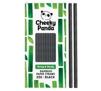 The Cheeky Panda Cannucce Nere di Bamboo | 250 Pezzi | 200mm | Cannuccia di carta