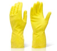 The Chemical Hut - Guanti in gomma per pulizia e lavaggio industriale, colore: giallo Viene fornito con penna antibatterica TCH!, Large x2