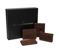 The Chesterfield Brand Set regalo portafoglio 4 pezzi in pelle 12 cm marrone