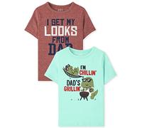 The Children's Place And Toddler Dinos,Animals,Cars Short Sleeve Graphic T-Shirts,2 Pack T-Shirt, Looks from Dad/Chillin Grillin-Set di 2, 12-18 Mesi (Pacco da 2) Bimbo