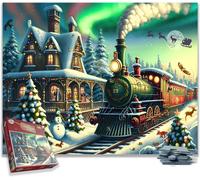 The Christmas Express Train - Puzzle natalizio da 1000 pezzi, motivo: Babbo Nata