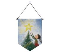 The Christmas Star Shines Brightly banner Hanger per parete con asta telescopica banner mostra banner per feste e decorazioni per porte, pareti, finestre, giardini, cortile