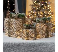 The Christmas Workshop 70289 - Set di 3 scatole natalizie luminose per interni, 45 luci a LED, colore: Bianco caldo