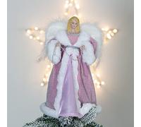 The Christmas Workshop 71109 - Puntale per albero di Natale a forma di angelo, 30,5 cm di altezza, vestito rosa e bianco, decorazione natalizia per interni